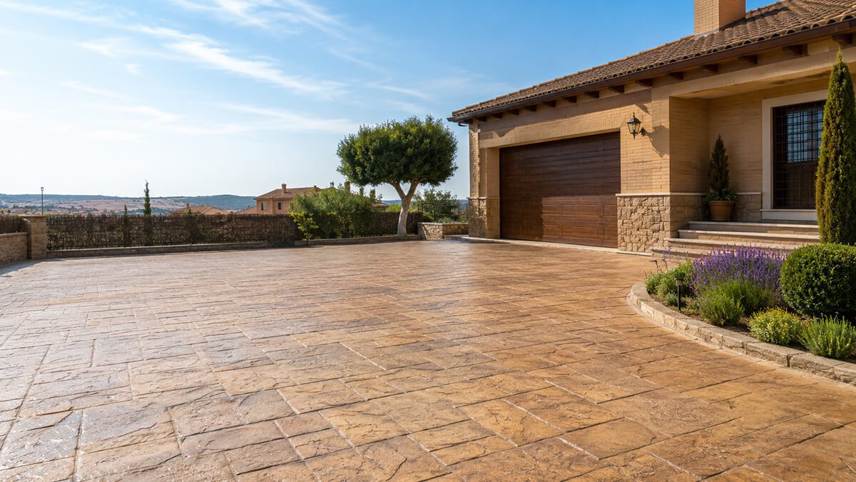 Pavimento de hormigón impreso en vivienda de Tres Cantos